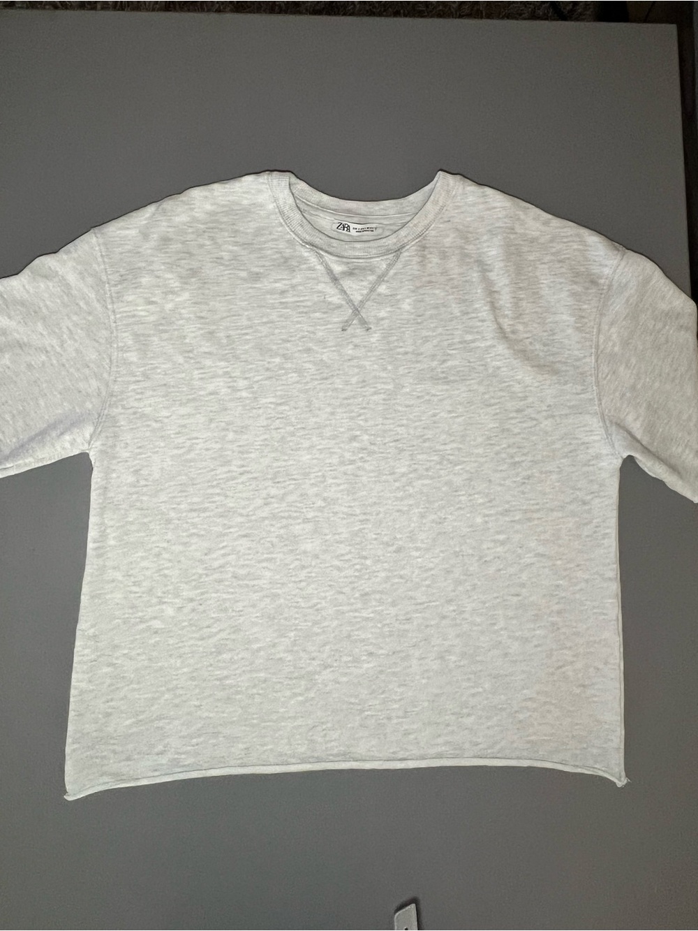 Zara Oversized Heather Light Gray Crewneck Sweatshirt